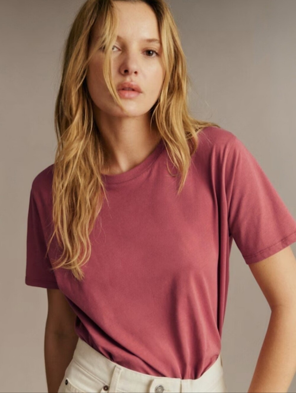 Sezane Conrad Organic Cotton T Shirt Women’s Large In Rosewood Capsule Wardrobe